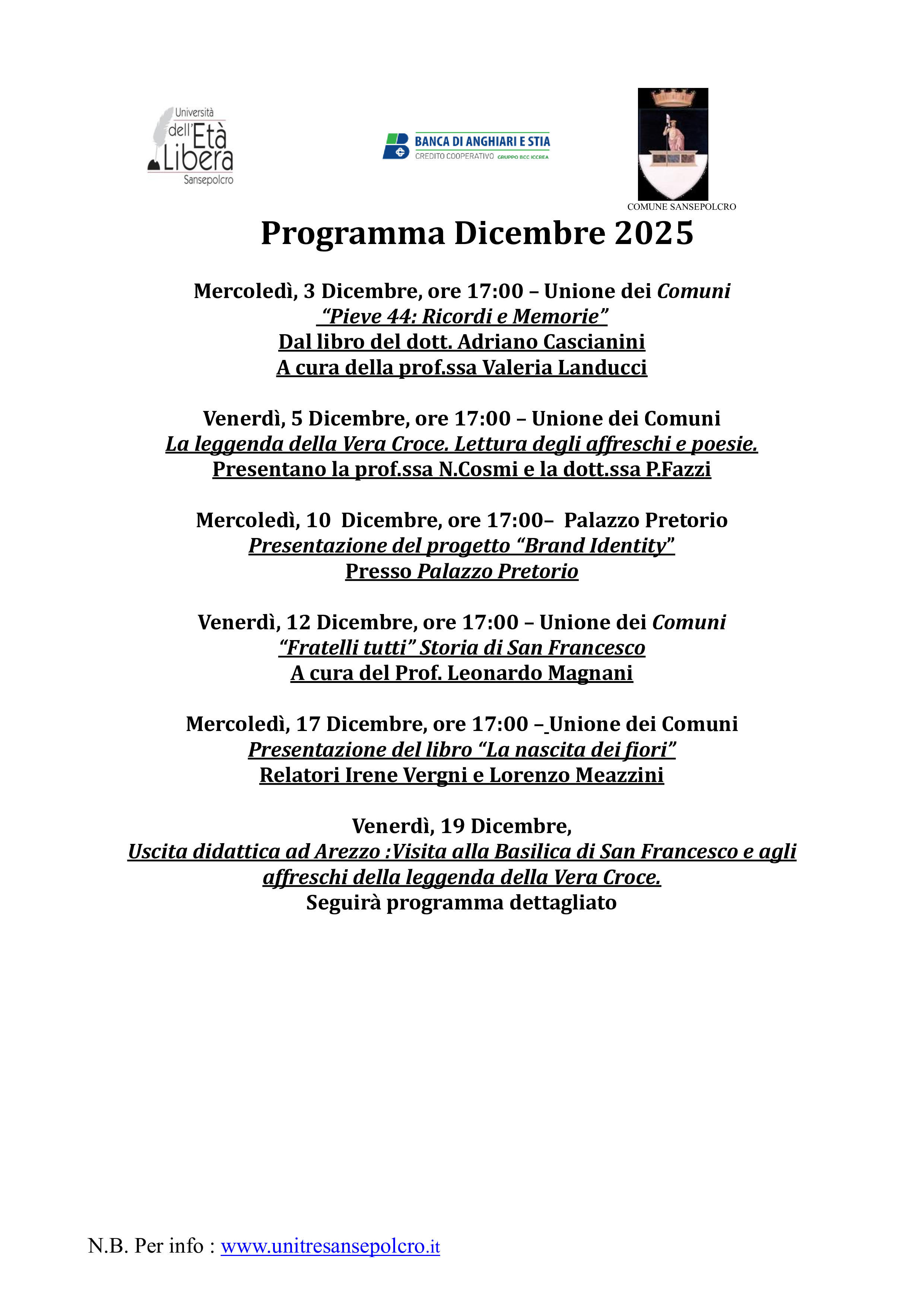 Programma Dicembre